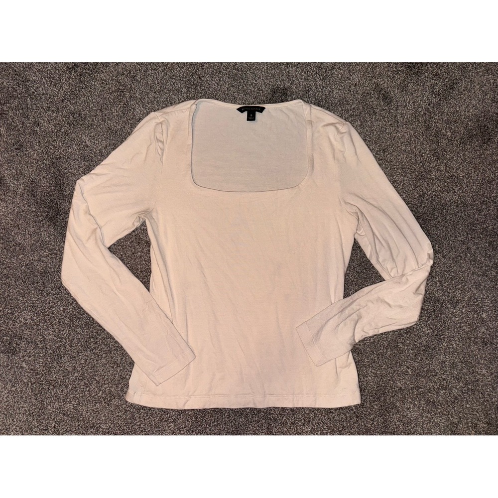 Banana Republic Women's White Square Neck Long Sleeve Top